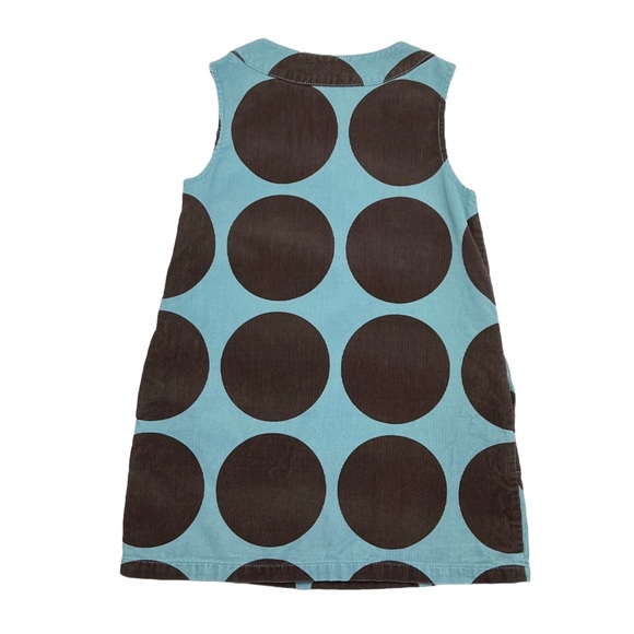 Mini Boden Aqua/Brown Circles Corduroy Pinnie (4-5) - Picture 2 of 6